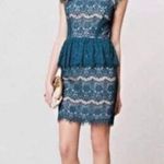 Maeve Anthropologie  Elsa Peplum teal lace dress - L Photo 5