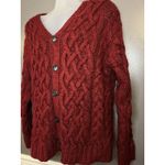 ZARA Man Sweater Mens Medium Red Cable Knit Chunky Button Front Cardigan Photo 2