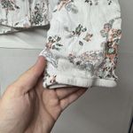 SO  Juniors Small Boho Floral Peasant Top Long Sleeve Lace Up Blouse White Photo 4