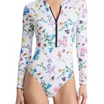 Betsey Johnson NWT! Betsy Johnson Scuba Knit Half Zip Long Sleeve One-Piece Swimsuit - Size S Photo 0