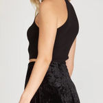 EXPRESS  pull on black crushed velvet holiday goth party mini skater skirt L Photo 0