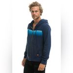 Aviator Nation  5 Stripe Hoodie in Navy / Blue UNISEX Photo 8