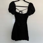 ZARA Puff Sleeve Black Mini Dress Open Back Lace Up Crossback Straps Small NEW Photo 8
