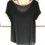 H.I.P. Black with Tan Piping Sheer Top blouse S Photo 3