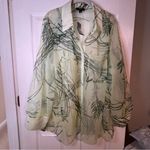 Alfani shear green button up blouse with dark green accents‎ size 4x NWT Photo 1