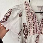 Knox Rose  White Paisley Print Flutter Sleeve Tassel Boho Blouse S Photo 4