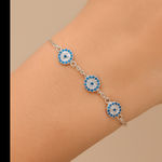 Antian Accessories™ 925 Silver Evil Eye Bracelet with Zirconia & Gold Plating Photo 2