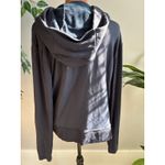 Athleta  Charcoal Gray Asymmetrical Zip up Hoodie Jacket Women's XL Ribbed Cuffs Photo 2