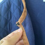 Vineyard Vines Sz XL Blue Quilted Jacket Brown Leather Trimmed Pockets Photo 3