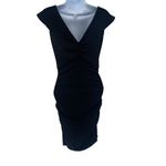 Anthropologie Nicole Miller Strappy Lace up Tie Cutout Ruched Mini Dress Black Small Photo 2