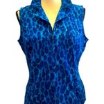 Sag Harbor  Zip Up Blue Animal Print Lightweight Sleeveless Collared Vest Top 8 Photo 3