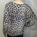 Orange Kiss Long Sleeve Leopard Print Scoop Neckline Blouse Cream Black Small Photo 5