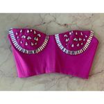 AREA Crystal Watermelon Cup Bustier Top in Fuchsia XSmall New Womens Corset Pink Size XS Photo 3