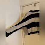 Glam  Black Tan Loose Weave Striped Sweater Size Small Loose Boxy Fit Photo 6