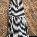 Elle NWT Women’s  Knit Black and White Striped Halter Dress Size Medium Photo 0