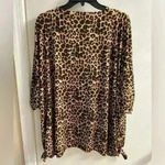 Chico's  tunic top‎ leopard print crewneck tie front slouchy. Large Photo 4