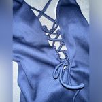 Cupshe NWT  Women's Solid Color V neck Lace Up One Piece Swimsuit Blue Size S Photo 2