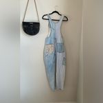 VINTAGE Chazzz by Charles Gailian Aztec Light Wash Denim Overalls, Size Medium Blue Photo 2
