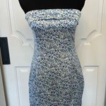 Altar'd State Altar’d State Floral Blue Strapless Dress Notch Slit Mini NWOT Photo 0