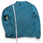 Eddie Bauer Vintage Teal Blue Chunky Ribbed Mock Neck Sweater Photo 7