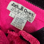 Jack B Quick Hot Pink Argyle Cardigan Sweater Beaded Purse Buttons Fun Artsy Size L Photo 6