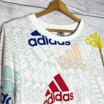Adidas  White Multicolor Logo Cropped Sweatshirt Size Large Photo 4