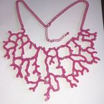 Bright Pink CZ Rhinestone Leaf Branch Handmade Unique Boho Statement Necklace Photo 5
