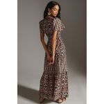 Anthropologie NWT Maeve Somerset Maxi in Orange Navy Print Cotton Dress L Photo 3