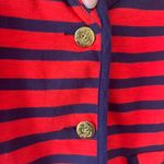 CAbi  Sz M Striped Blazer Yacht Club Red Blue Gold Buttons Sweater V Neck Jacket Photo 2