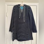 Boden Dress Womens Sz M Terry Cloth Hoodie Swim Coverup Nautical Prep Beach Blue Size M Photo 9