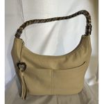 Brighton  Barbados Cream Leather Hobo Shoulder Bag Gold Metallic Braided Handle Photo 7