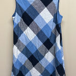JH Blue White Plaid Linen Sleeveless Mini Dress Women Size 12 Photo 0