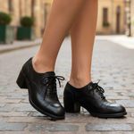 *Vintage 70's Chunky Oxford Heeled Shoes Womens 9 Photo 0