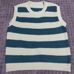 Korean Vintage Green Striped Knitted Sweater Vest Photo 8