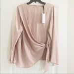 Paraphrase Blush Pink Top Overlay Tie Front Long Sleeve Blouse Size UK 14 NWT Photo 3