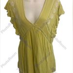 Free People  Falling Water Embroidered Tunic Top Citron Flutter Sleeves Women M Photo 1