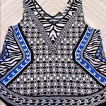 Jealous Tomato Black & Blue Mixed Print Sleeveless V-Neck Top – Size M Photo 0