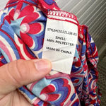 MELLODAY  Printed Wide Leg Patterned Pocket Jumpsuit Size XL Red Blue Photo 10