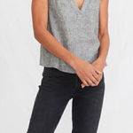 Marine layer  Tory gray pinstripe V-neck linen blend tank top S Photo 0