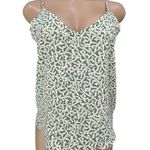 A New Day  Floral Leaf Patterned Green and Cream Top Photo 0