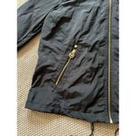 Michael Kors  Women's Jacket‎ Black Jacket Hooded Gold Zippers Logo Sz Small Photo 2
