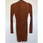 superdown Revolve  Penelope Long Sleeve Ruched Dress Metallic Gold Size XS NWT Photo 2