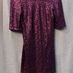 Betsey Johnson  | Wine Burgundy Sequin | Shift Half Sleeve Dress Size 4 Photo 4