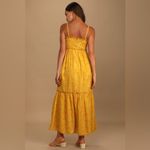 Lulus  Charm and Charisma Burnout Floral Midi Dress in Mustard Yellow XL‎ Photo 2