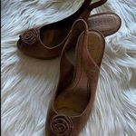 Franco Sarto  Targa Brown Suede Peeptoe Pumps size 7 Photo 0