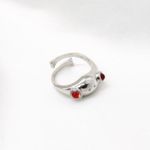 Red Eye Silver Frog Ring Photo 1