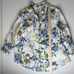 Joie Floral 100% Linen Button Down Shirt 1X Long Sleeve Cottage Coastal Resort Photo 7