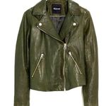 Madewell NWT  The Washed Leather Motorcycle Jacket in Dark Forest Green M $525 Photo 0