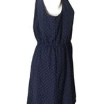 Maison Jules Mandarin Collar Blue & White Micro Polka Dot Shift Dress Photo 2