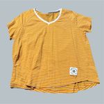 Tommy Hilfiger  Women's mustard Yellow stripes v neck sport large athlete Photo 0